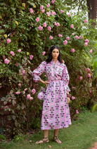 Peony floral cotton cambric blouse with relaxed silhouette, styled view by Beyond by Vera