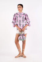 Floral print Stella Top with relaxed cut, back view by Beyond by Vera