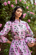 Beyond by Vera Stella Top with geometric butterfly print, flat lay view