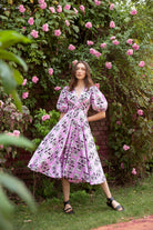 Multicolor Lola midi dress by Beyond by Vera, full-length front view