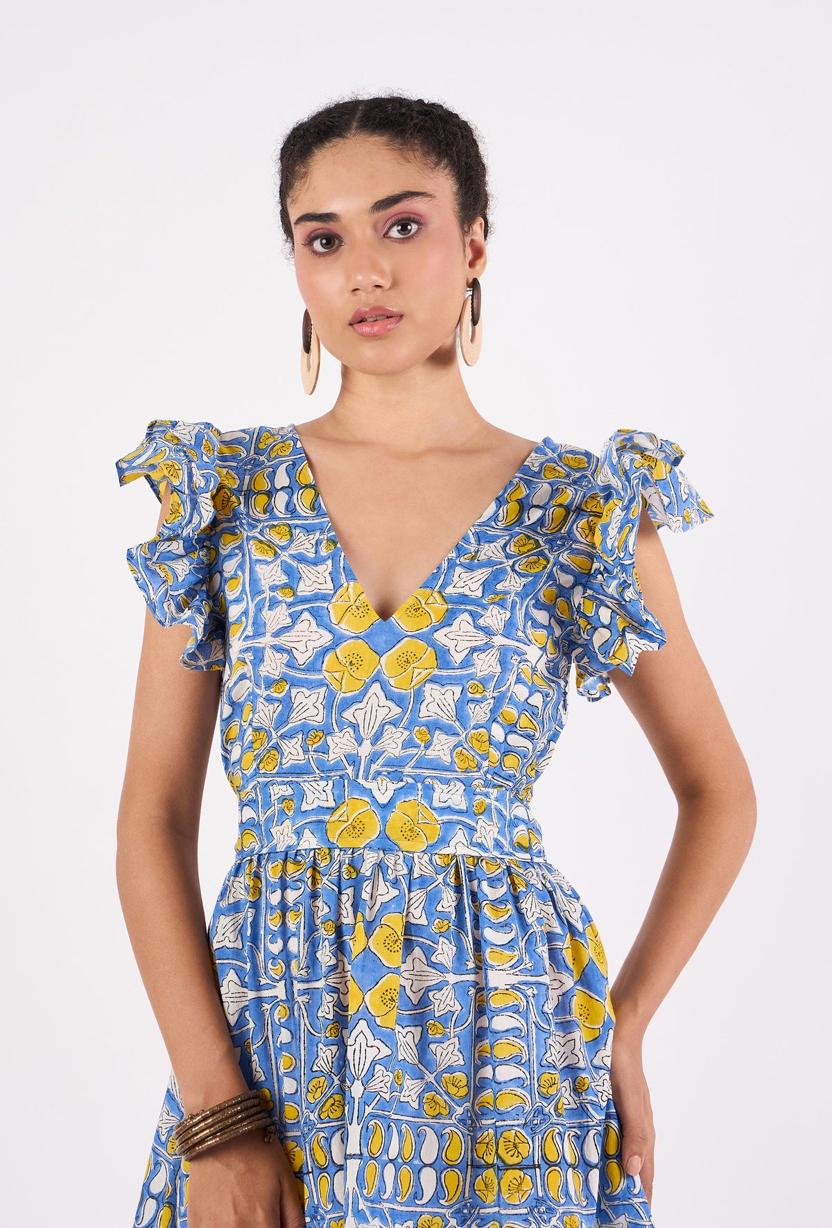 Floral mini dress with V-neckline by Beyond by Vera, side view
