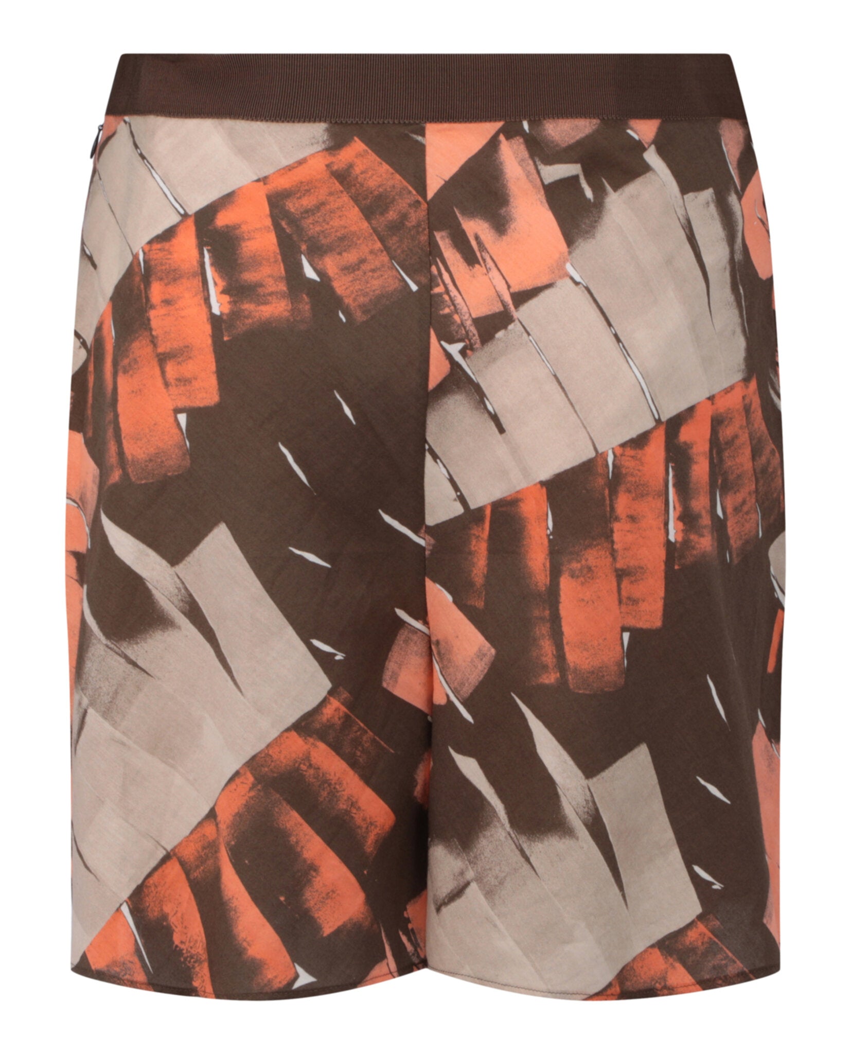 Ferragamo cotton-silk Bermuda shorts with banded waist and side zip, back view