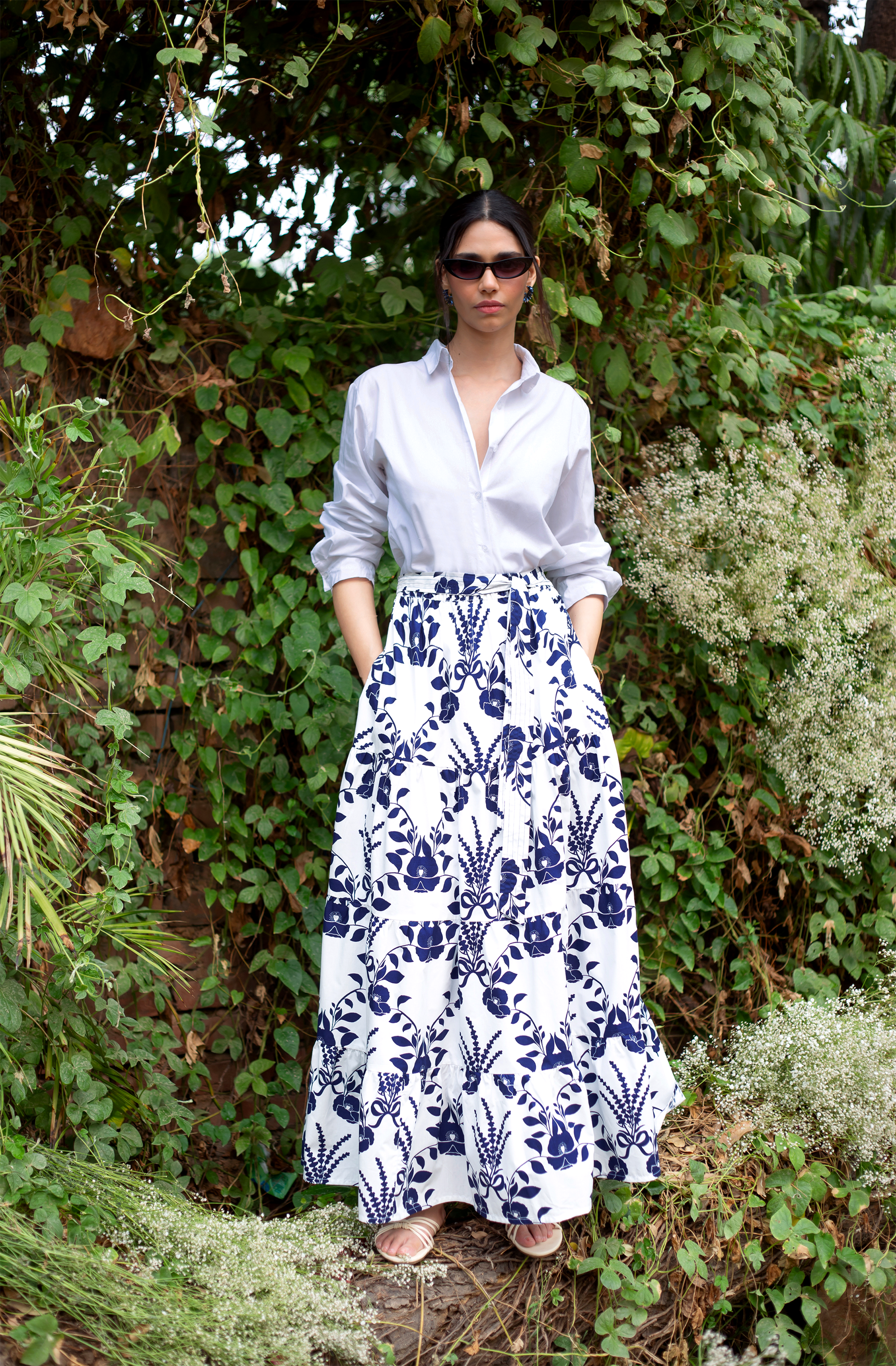 Beyond by Vera Gia skirt floral print detail showing Provence-inspired botanical motifs