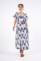 Multicolor floral maxi dress with kimono sleeves by Beyond by Vera, front view