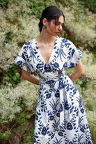 Floral cotton poplin maxi dress by Beyond by Vera, styled with belt