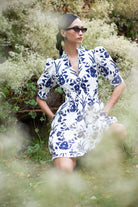 Beyond by Vera floral mini dress with pleating, full-length view