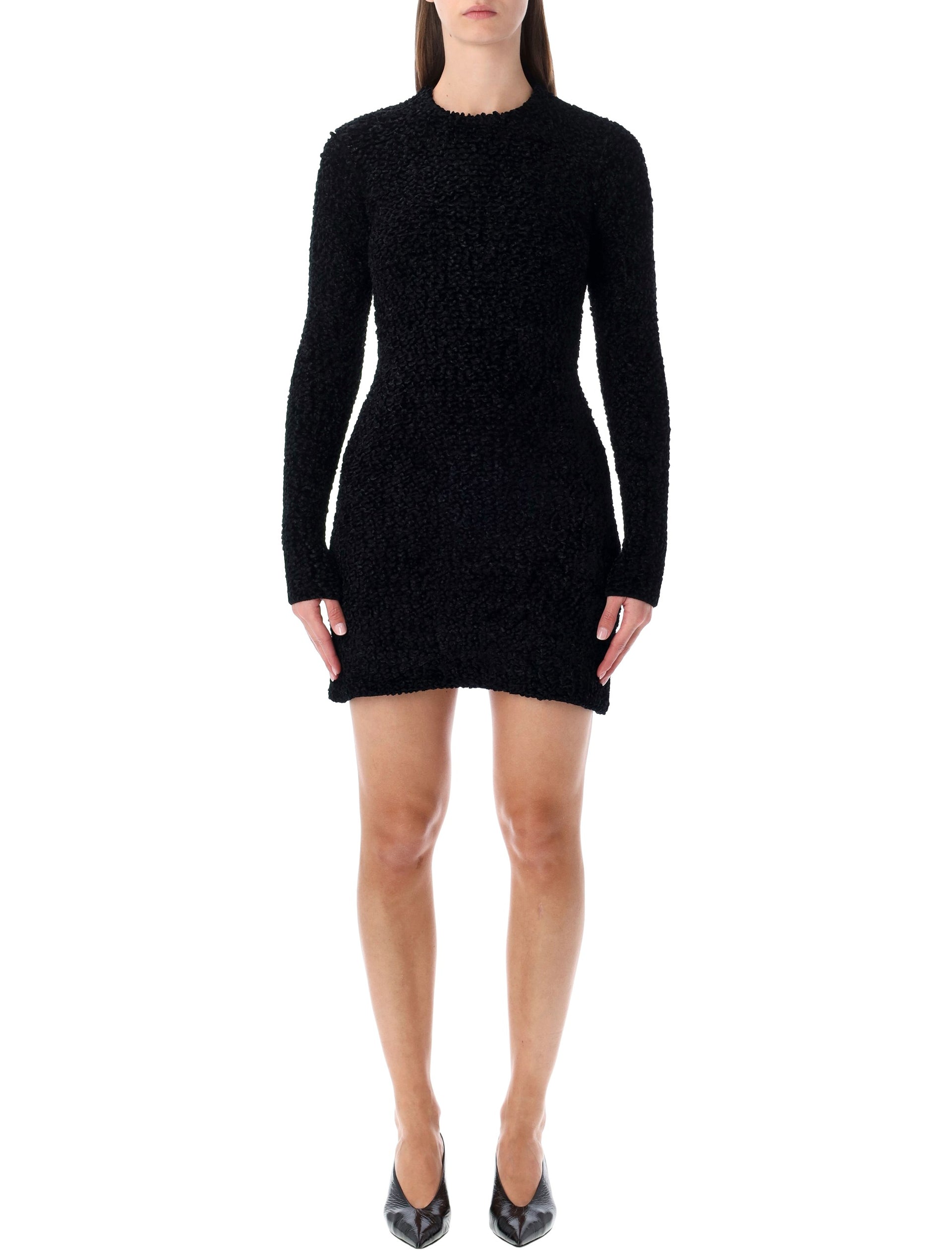 FERRAGAMO BLACK SHORT ASTRAKHAN-EFFECT KNIT DRESS – Lord Taylor
