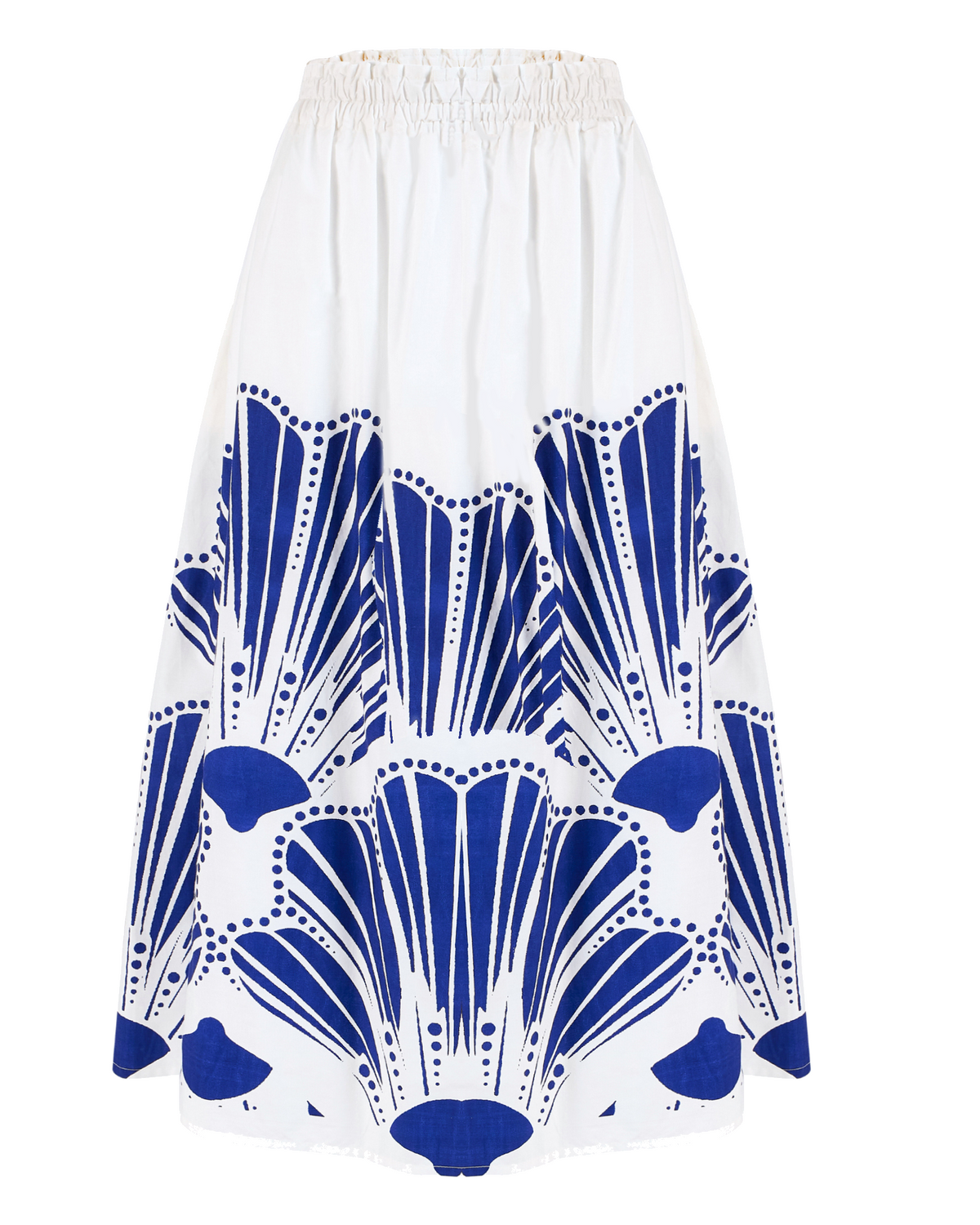 Scallop shell print detail on Beyond by Vera Amber skirt