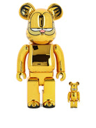 MEDICOM 100% + 400% GARFIELD GOLD CHROME BE@RBRICK ASSORTED Medicom Toy ORANGE UNI