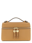 Brown Tory Burch Romy Slim crossbody bag with embossed logo, front view