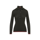 Forest green Gucci cashmere polo with Web stripe, back view