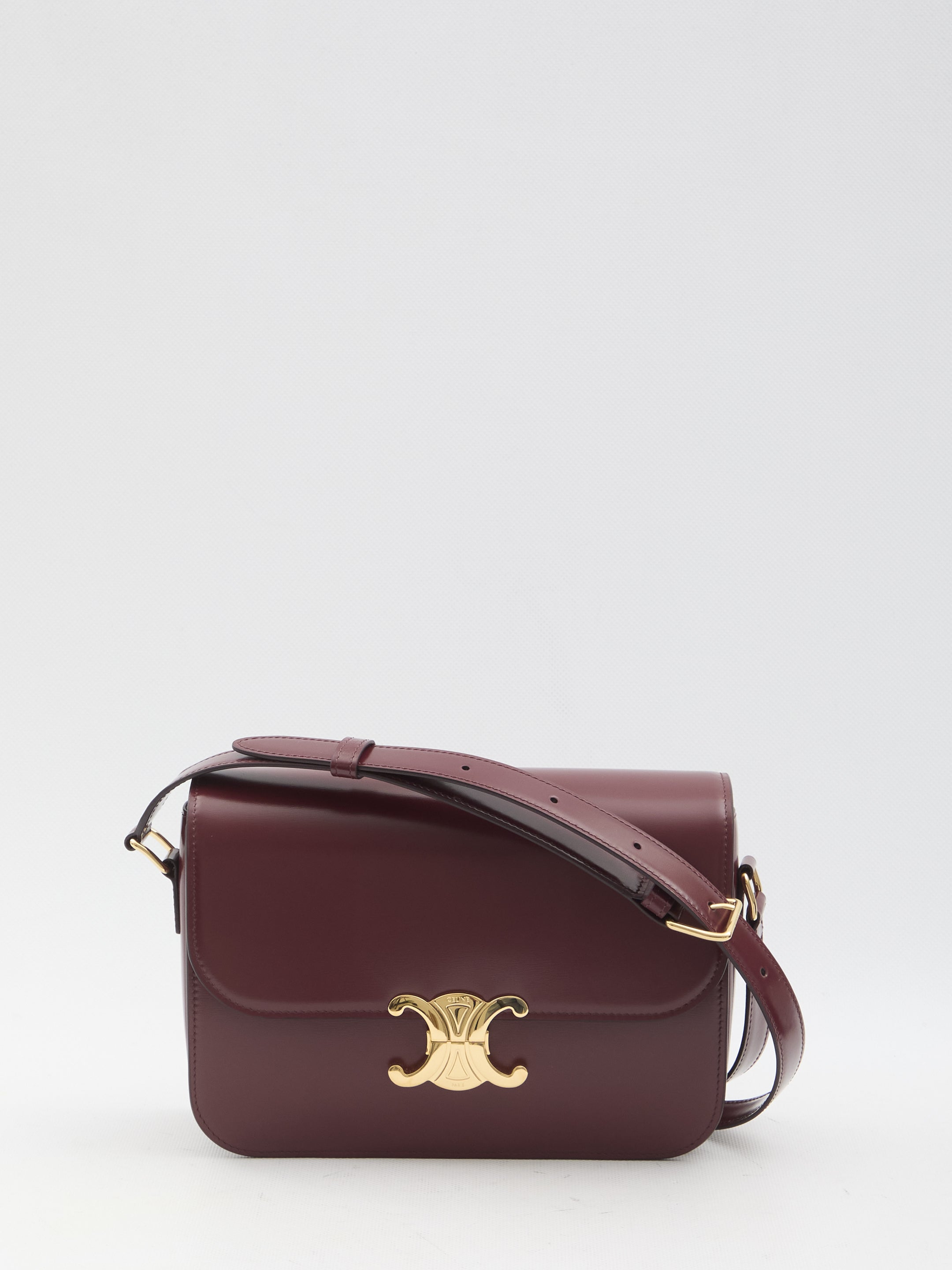 TRIOMPHE CLASSIQUE LEATHER CROSSBODY BAG Celine Burgundy TU