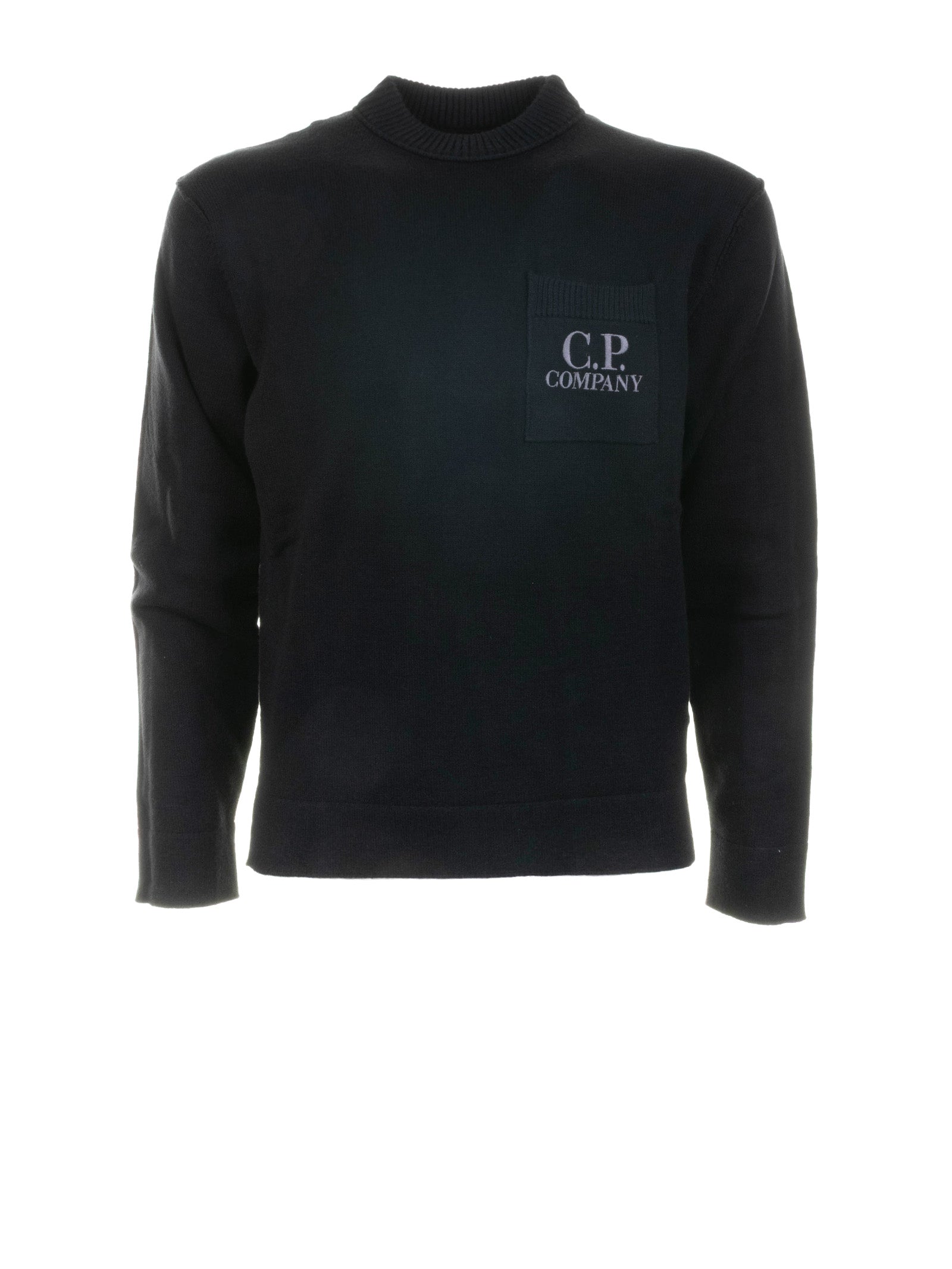 BLACK LONG-SLEEVED SHIRT WITH LOGO PATCH ON THE CHEST C.P.COMPANY BLACK S