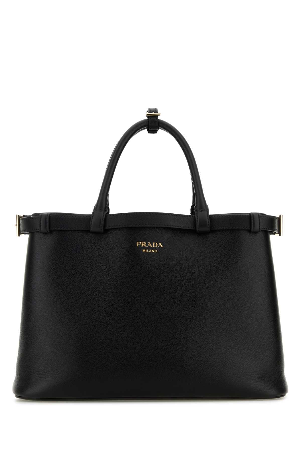 BLACK LEATHER MEDIUM PRADA BUCKLE HANDBAG Prada BLACK TU