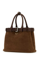 BROWN SUEDE PRADA BUCKLE MEDIUM HANDBAG Prada