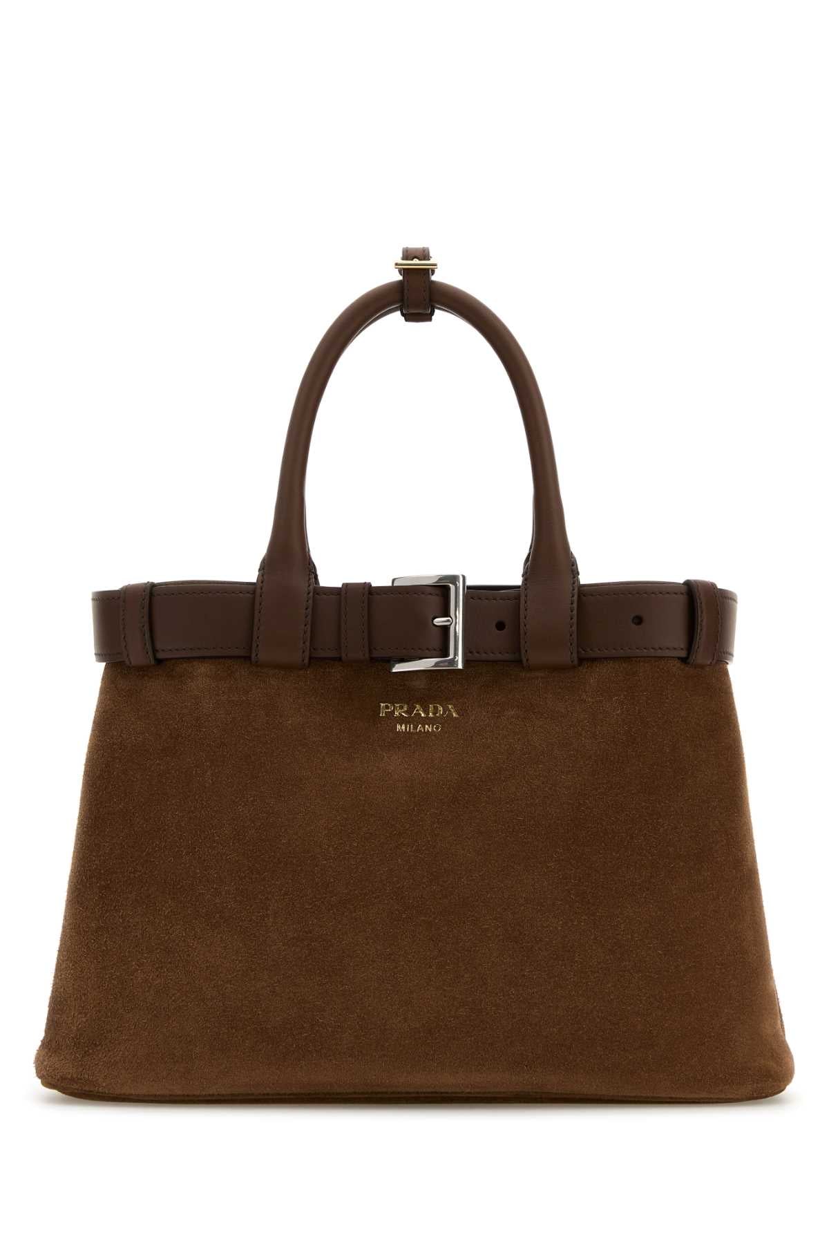 BROWN SUEDE PRADA BUCKLE MEDIUM HANDBAG Prada BROWN TU