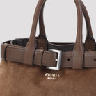 BROWN SUEDE PRADA BUCKLE MEDIUM HANDBAG Prada