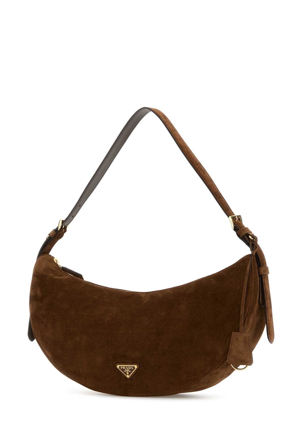 DEMI-LUNE LARGE SUEDE SHOULDER BAG Prada