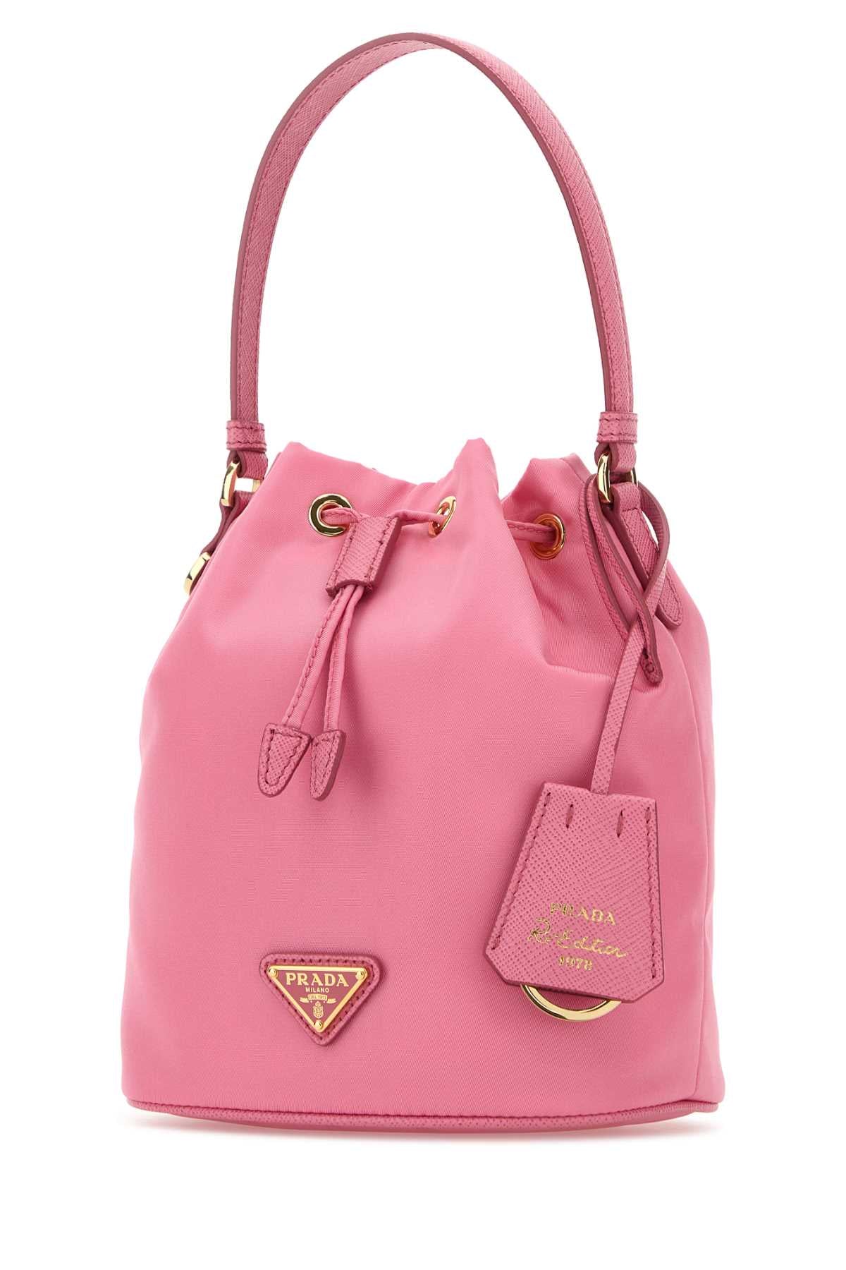 PINK NYLON BUCKET BAG Prada