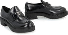 CHOCOLATE LEATHER LOAFERS Prada