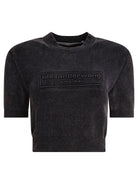 CROPPED CREW NECK T-SHIRT Alexander wang BLACK S