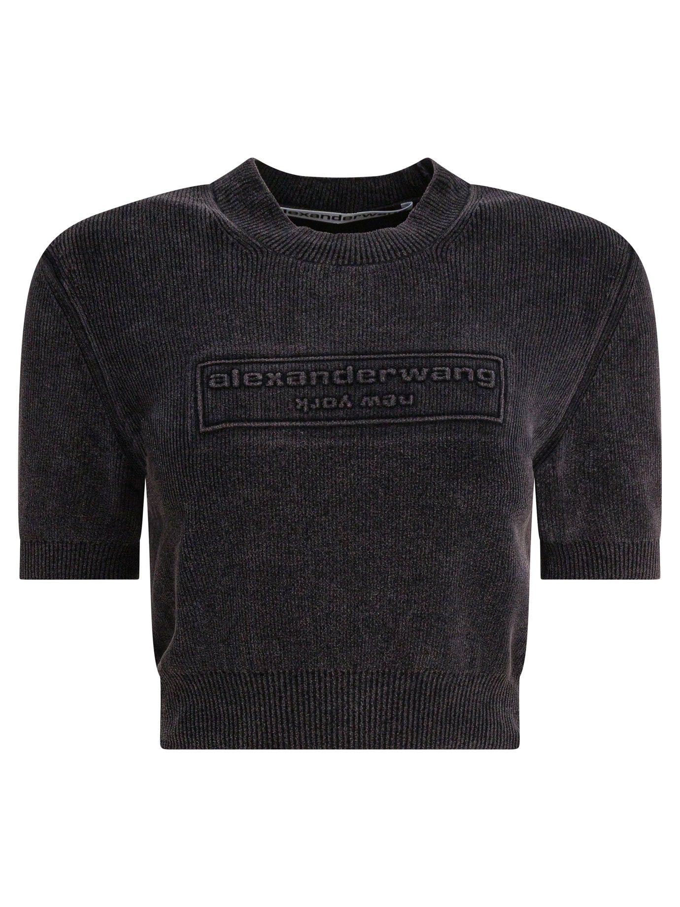 CROPPED CREW NECK T-SHIRT Alexander wang BLACK S