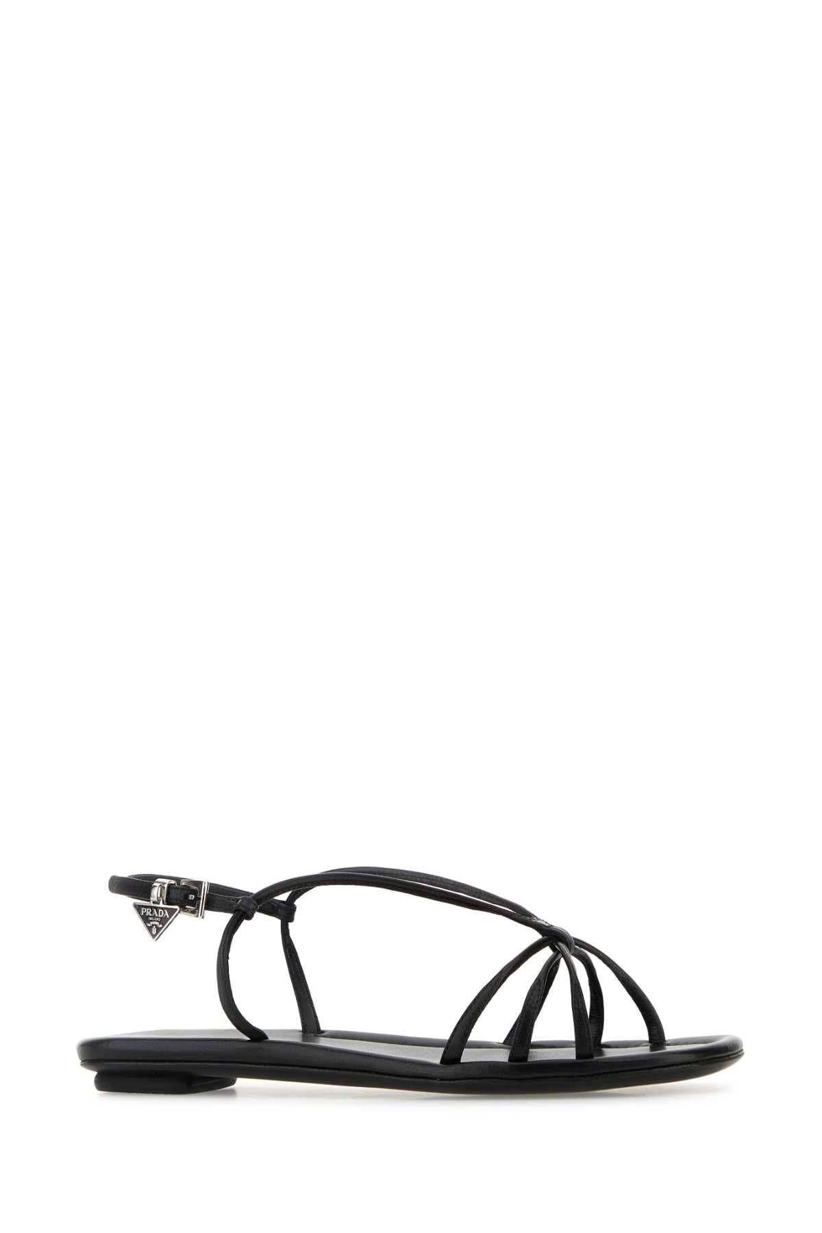 BLACK LEATHER SANDALS Prada