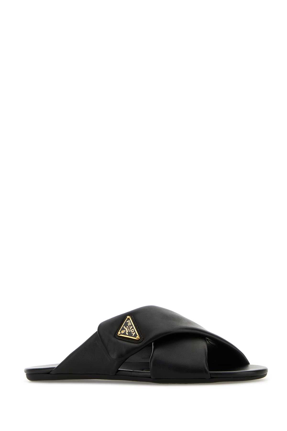 BLACK NAPPA LEATHER SLIPPERS Prada