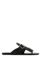 BLACK LEATHER SHUFFLE THONG SLIPPERS Prada BLACK 36