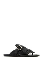 BLACK LEATHER SHUFFLE THONG SLIPPERS Prada