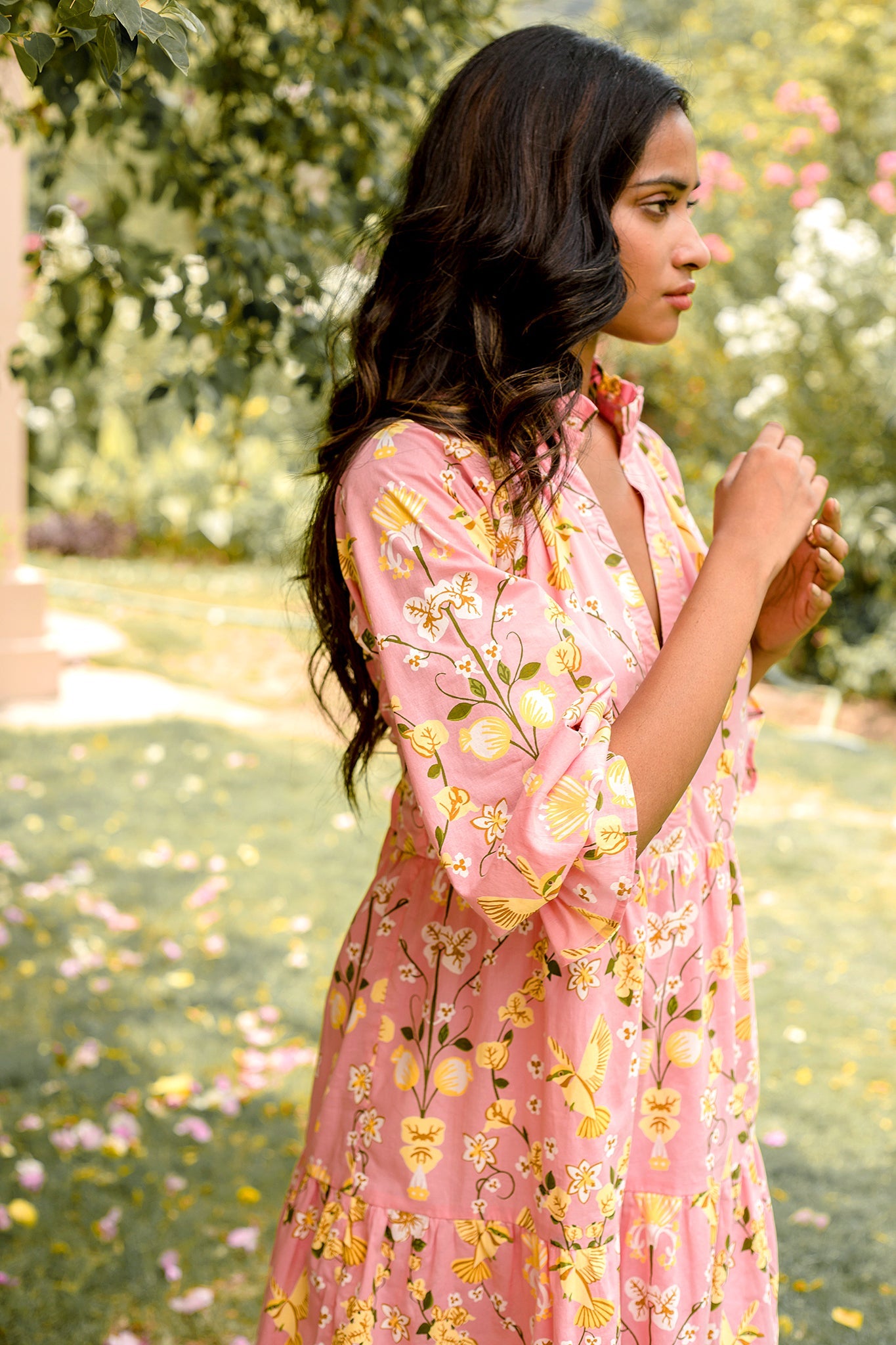 Beyond by Vera Juliet dress with tiered hem, full-length view