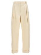 Beige Dries Van Noten Partan cotton gabardine pants, front view