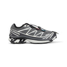 Grey Salomon XT-6 trail running sneakers, front angle view