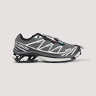 Salomon XT-6 grey mesh sneakers with logo detailing, rear view