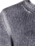 HAND PAINTED ROUND NECK PULLOVER IN CASHMERE SILK WITH DESTROYED EDGES Avant Toi