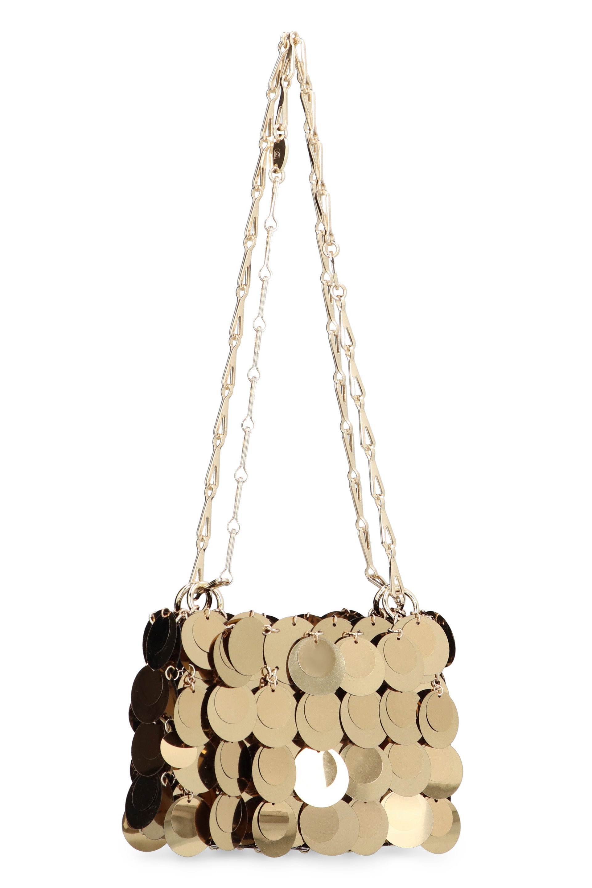 GOLD MAXI SEQUINS NANO SHOULDER BAG Paco Rabanne