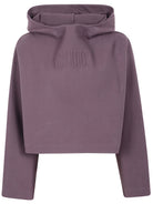 BONDED COTTON CROPPED BAT SLEEVES HOODIE WITH "GAULTIER" EMBOSSING JEAN PAUL GAULTIER BROWN XS