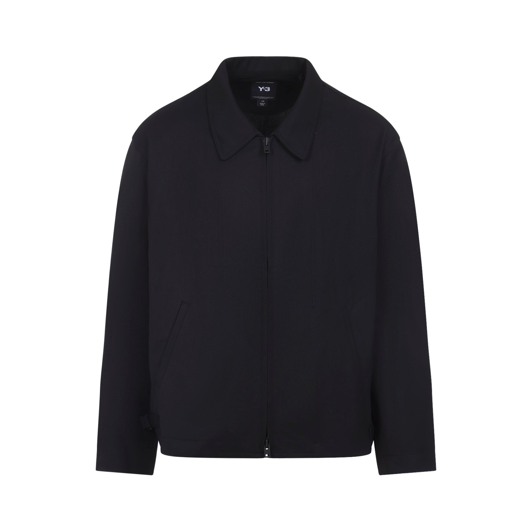 Black Y-3 Refined Jacket with two-way zip fastening, side angle