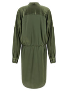 Green Dries Van Noten Dinidia dress with button closure, side view