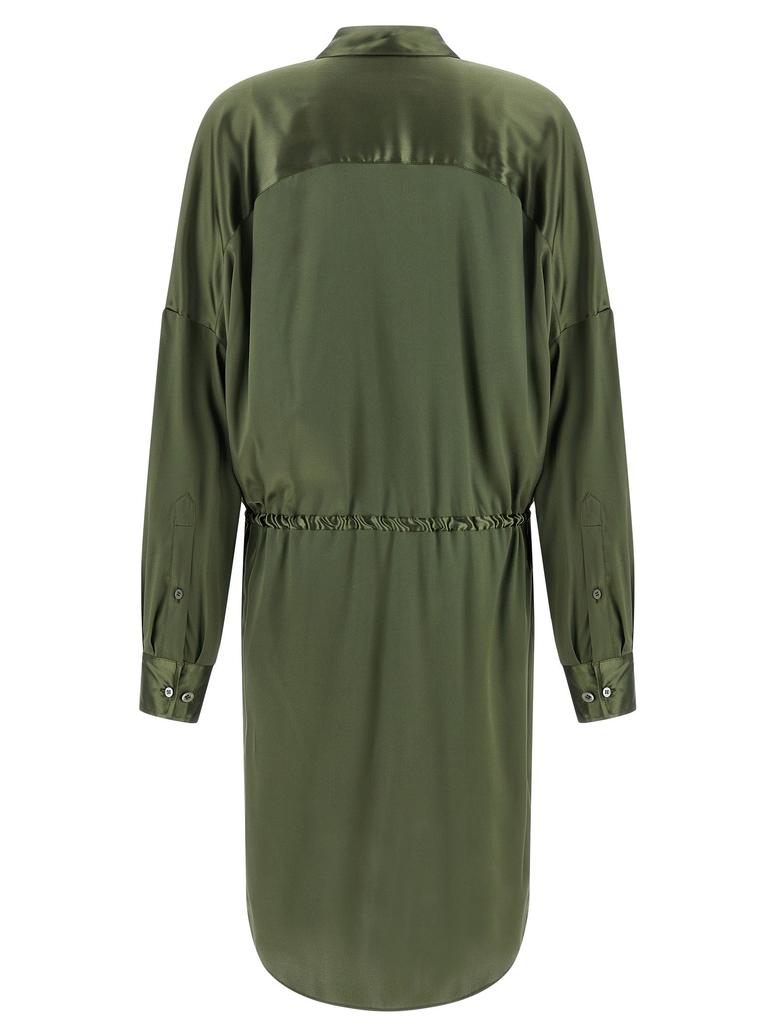 Green Dries Van Noten Dinidia dress with button closure, side view