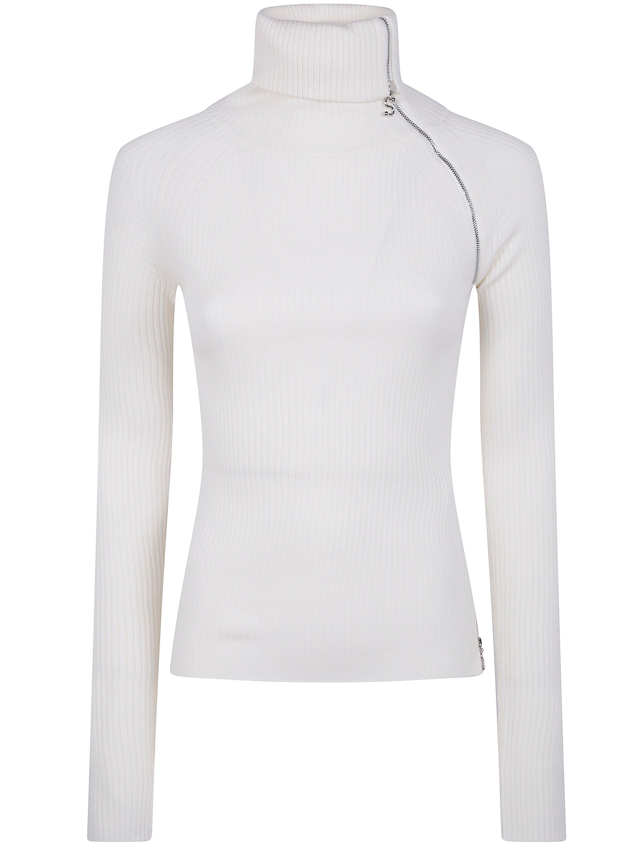 PINNA - HIGH-NECK JUMPER WITH ZIP MAX MARA SPORTMAX WHITE XS