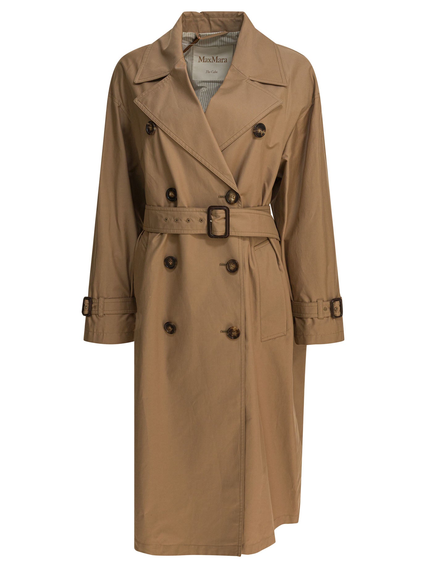BROWN POLYESTER COAT MAX MARA THE CUBE BROWN 40