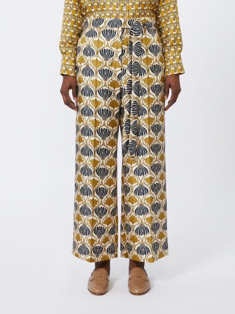 TIMEC - PRINTED SILK FLUID TROUSERS S MAX MARA