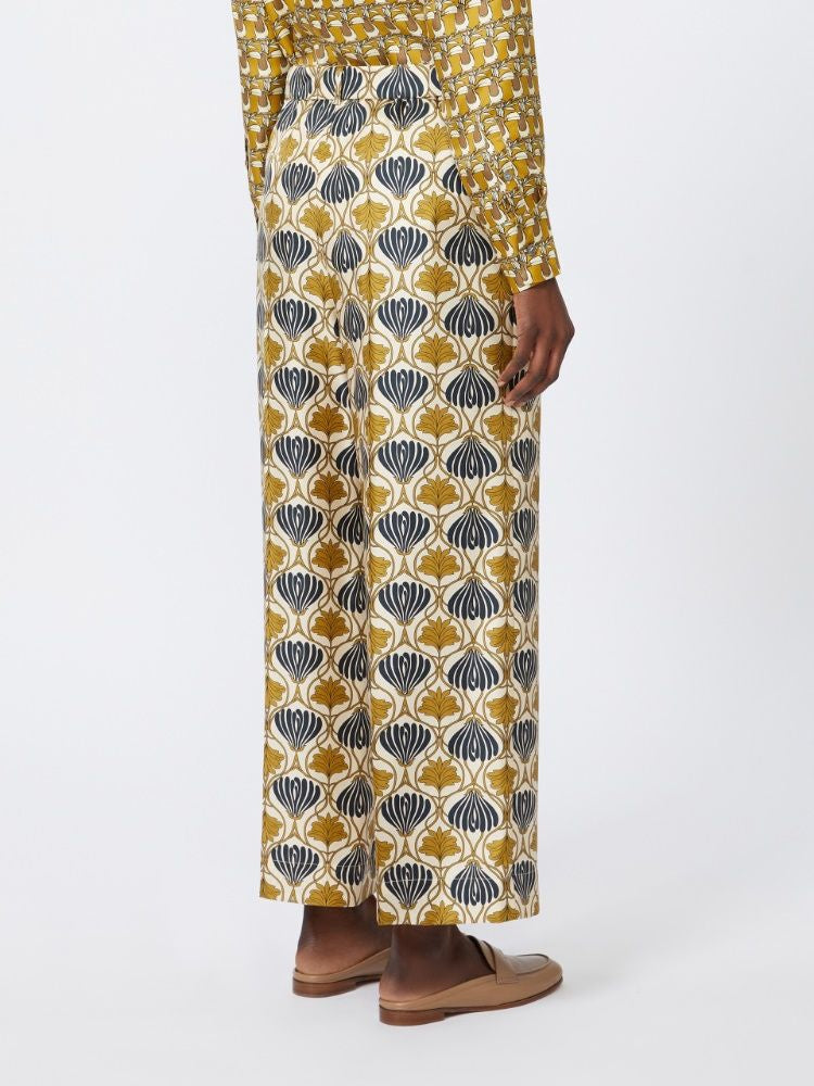 TIMEC - PRINTED SILK FLUID TROUSERS S MAX MARA