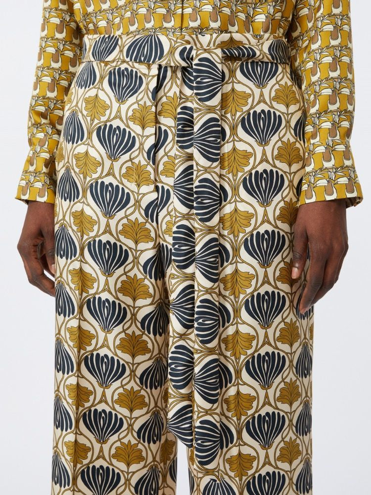 TIMEC - PRINTED SILK FLUID TROUSERS S MAX MARA