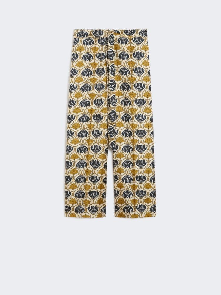 TIMEC - PRINTED SILK FLUID TROUSERS S MAX MARA MUSTARD 42