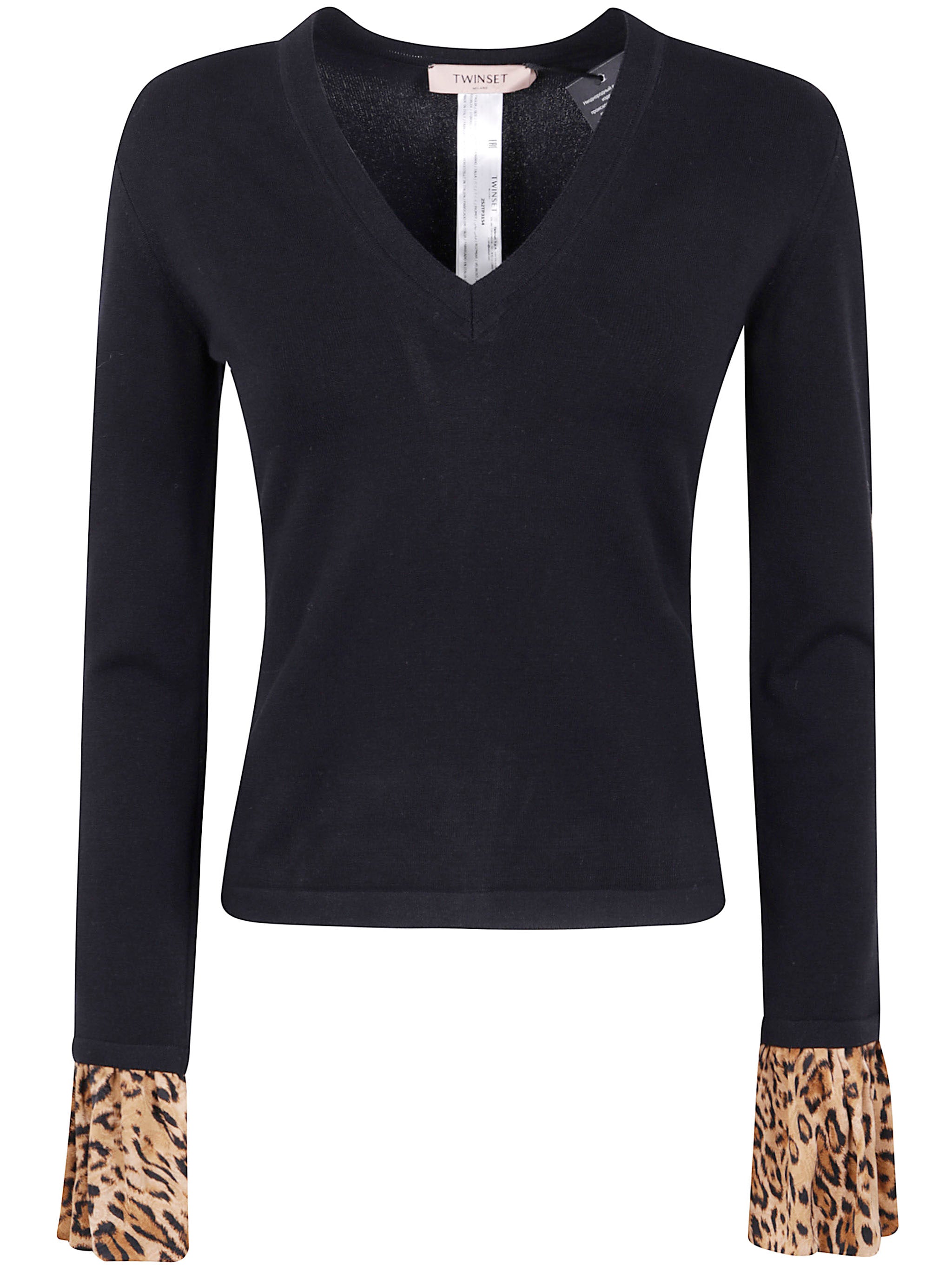V NECK WITH ANIMALIER PRINT Twin-Set BLACK S