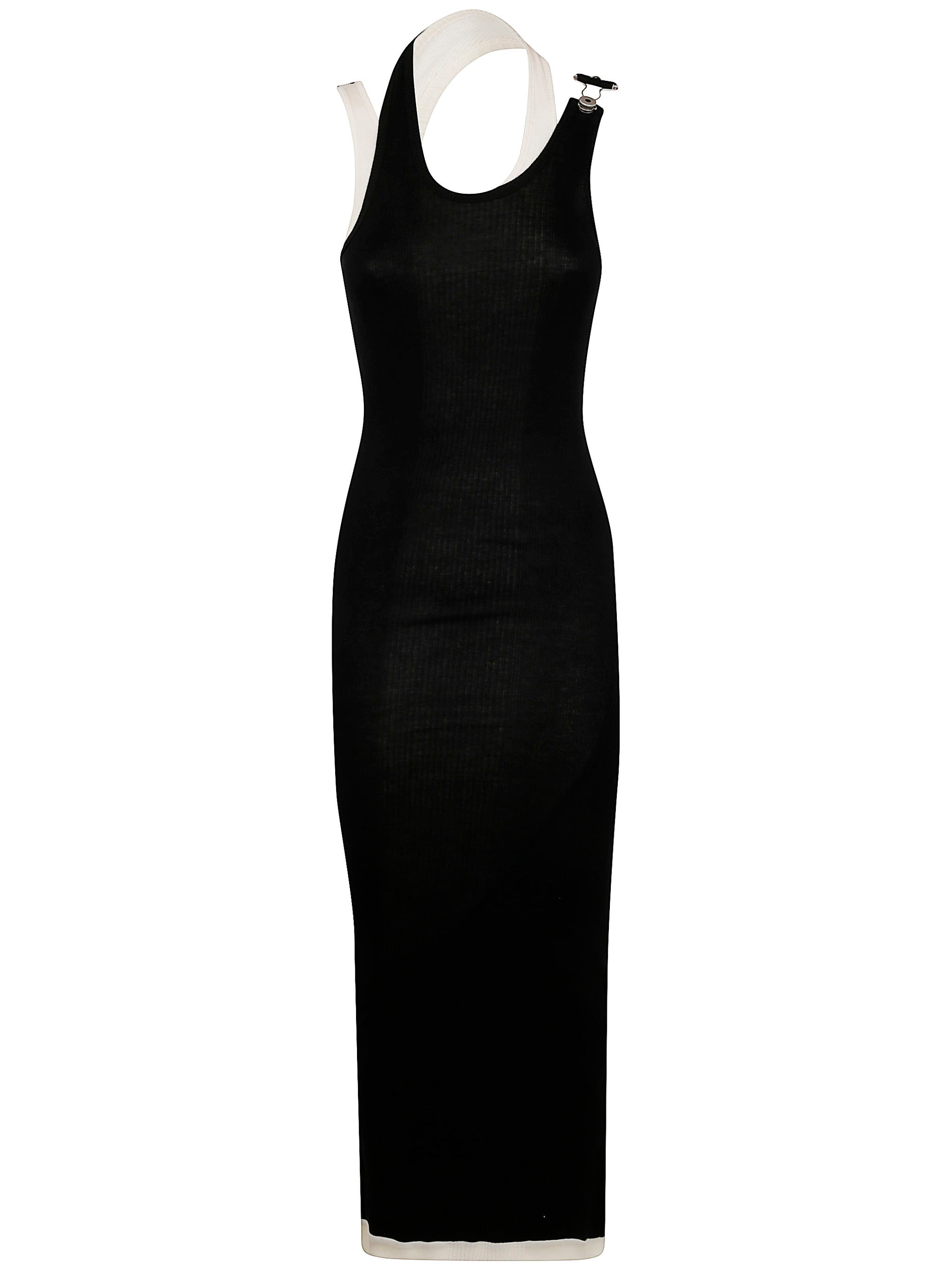 COTTON RIBBED TWISTED DOUBLE LAYER SLEEVELESS DRESS