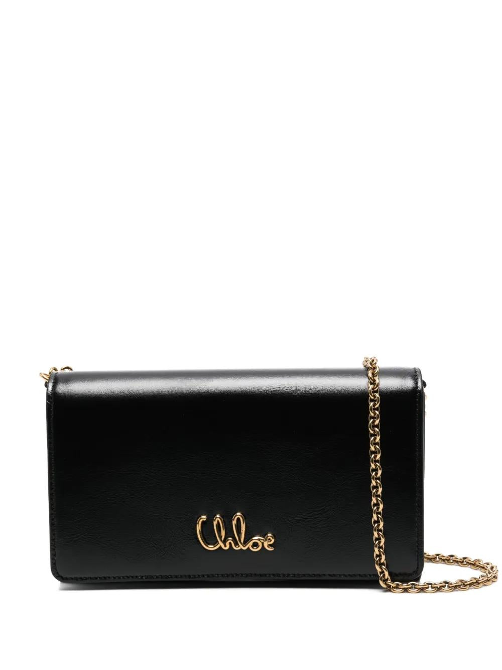 WALLET WITH FLAP AND CHAIN ICONIC Chloé BLACK UNI