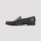 Black Prada loafer rubber sole with leather welt, bottom view